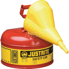 Justrite - Safety Dispensing Cans; Capacity: 1 Gal. ; Material: Steel ; Color: Red ; Height (Decimal Inch): 11.000000 ; Diameter/Length (mm): 9.50 ; Approval Listing/Regulations: FM Approved; UL; ULC; TUV - Exact Tooling