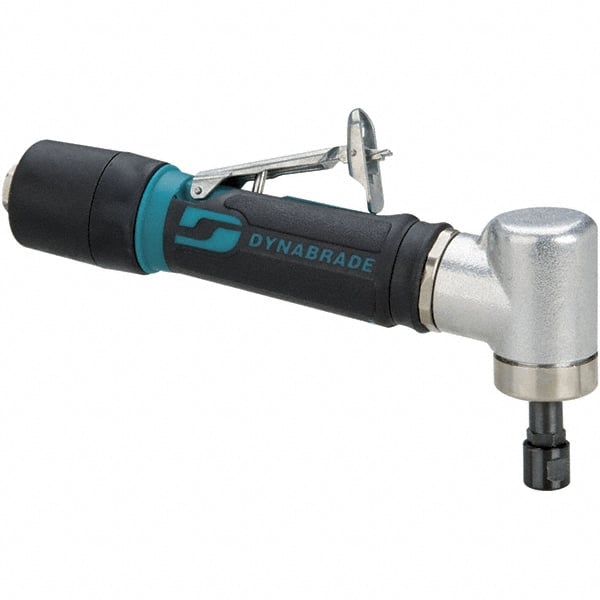 Dynabrade - 1/4" Collet, Angle Handle, Air Angle Die Grinder - 25,000 RPM, Rear Exhaust, 26 CFM, 0.4 hp, 90 psi, 1/4 NPT Inlet - Exact Tooling