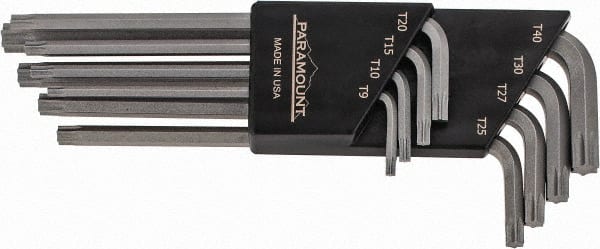 Paramount - 8 Piece T9 to T40 Steel L-Key Torx Key Set - T9, T10, T15, T20, T25, T27, T30, T40 Torx Size - Exact Tooling