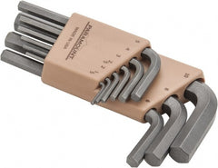 Paramount - 9 Piece L-Key Short Arm Hex Key Set - Hex Range 1.5 to 10mm, Steel - Exact Tooling