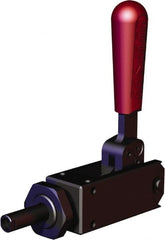 De-Sta-Co - 1,124.05 Lb Load Capacity, Flanged Base, Carbon Steel, Standard Straight Line Action Clamp - 2 Mounting Holes, 0.22" Mounting Hole Diam, 0.35" Plunger Diam, Straight Handle - Exact Tooling