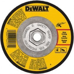 DeWALT - 24 Grit, 6" Wheel Diam, 1/4" Wheel Thickness, Type 27 Depressed Center Wheel - Aluminum Oxide, Resinoid Bond, 10,100 Max RPM - Exact Tooling
