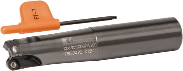 Kennametal - 0.474" Cut Diam, 3/4" Shank Diam, 4.05" OAL, Indexable Ball Nose End Mill - Exact Tooling