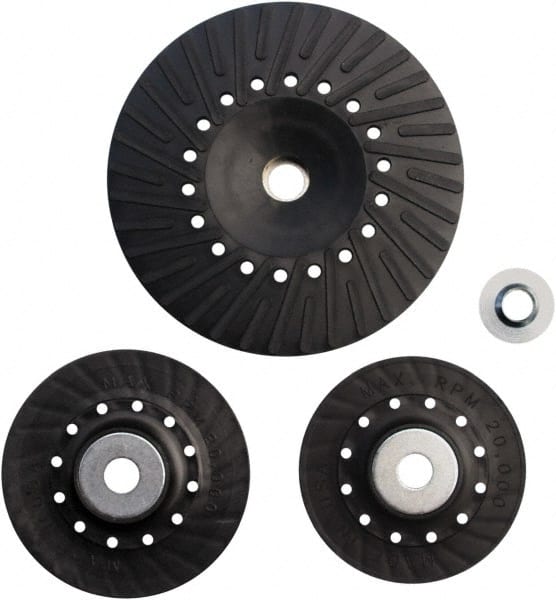 Made in USA - 7" Diam Locking Nut Disc Backing Pad - Medium Density, 10,000 RPM - Exact Tooling