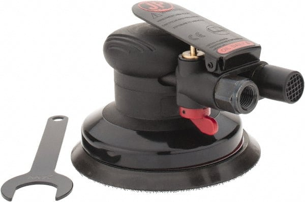 PRO-SOURCE - 12,000 OPM, 3 CFM Air Consumption, 90 psi Air Pressure, Palm Air Orbital Sander - Round Pad, Hook & Loop Backing, 1/4 NPT Inlet - Exact Tooling