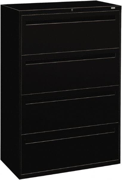 Hon - 36" Wide x 53-1/4" High x 19-1/4" Deep, 4 Drawer Lateral File - Steel, Black - Exact Tooling