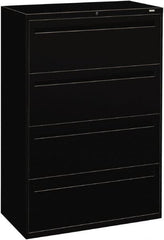 Hon - 36" Wide x 53-1/4" High x 19-1/4" Deep, 4 Drawer Lateral File - Steel, Black - Exact Tooling