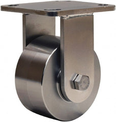 Hamilton - 4" Diam x 2" Wide x 5-5/8" OAH Top Plate Mount Rigid Caster - Forged Steel, 850 Lb Capacity, Delrin Bearing, 4 x 4-1/2" Plate - Exact Tooling