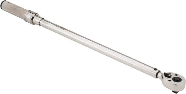 CDI - 1/2" Drive Micrometer Torque Wrench - 47 N/m to 332 N/m Torque, 24-13/32" OAL, 1.4 N/m Graduation, Ratcheting with Reverse Lever Head - Exact Tooling