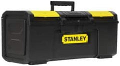 Stanley - 3 Compartment Tool Box - 23-5/16" Wide x 11" Deep x 10-5/32" High, Polypropylene, Black/Yellow - Exact Tooling