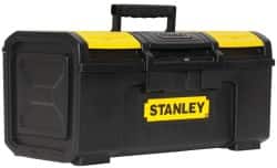 Stanley - 3 Compartment Tool Box - 18-7/8" Wide x 10-1/4" Deep x 9" High, Polypropylene, Black/Yellow - Exact Tooling