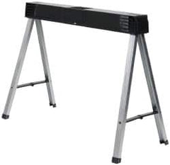 Stanley - Galvanized Sheet Metal & Polypropylene Foldup Sawhorse - Silver/Black & Yellow, For 2 x 4" Construction Applications - Exact Tooling