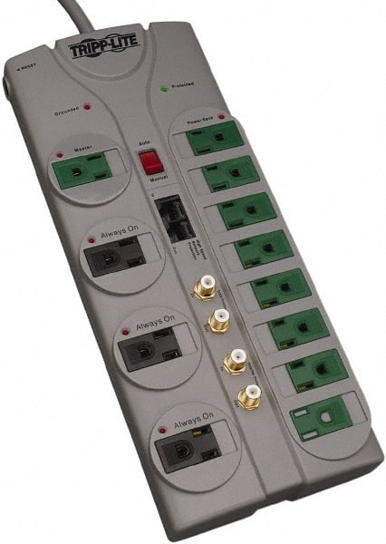 Tripp-Lite - 12 Outlets, 120 VAC15 Amps, 10' Cord, Power Outlet Strip - Floor, Keyhole Mount, 5-15 NEMA Configuration, 11.88" Strip - Exact Tooling
