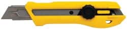 Stanley - Snap Utility Knife - 4-3/8" Blade, Yellow, Silver & Black Elastomer Plastic Handle, 1 Blade Included - Exact Tooling