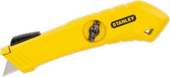 Stanley - Springback Safety Cutter - 2-29/64" Blade, Yellow Zinc Handle, 1 Blade Included - Exact Tooling