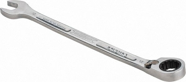 Proto - 12mm 12 Point Combination Wrench - 15° Head Angle, 7-23/32" OAL, Steel, Chrome Finish - Exact Tooling