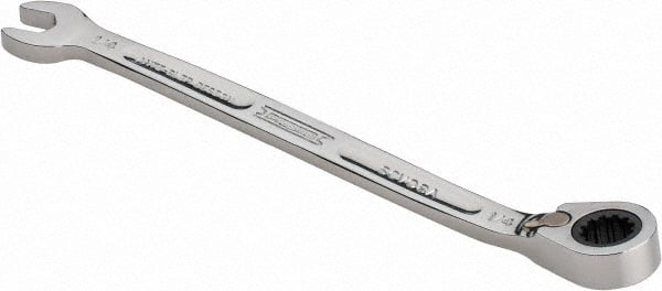 Proto - 1/4" 12 Point Combination Wrench - 15° Head Angle, 4-59/64" OAL, Steel, Chrome Finish - Exact Tooling