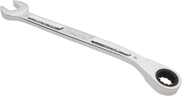 Proto - 1/2" 12 Point Combination Wrench - 15° Head Angle, 7-29/32" OAL, Steel, Chrome Finish - Exact Tooling