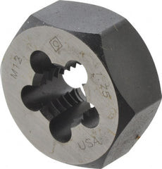 Cle-Line - M12x1.75 Thread, 1-1/16" Hex, Right Hand Thread, Hex Rethreading Die - Carbon Steel, Series 0650M - Exact Tooling