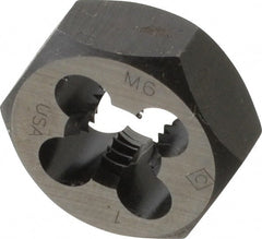 Cle-Line - M6x1.00 Thread, 19/32" Hex, Right Hand Thread, Hex Rethreading Die - Carbon Steel, Series 0650M - Exact Tooling