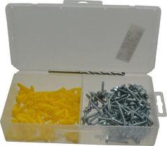 Value Collection - 200 Piece, #6 to 8 Screw, Plastic & Steel Hex Drive Anchor Assortment - Zinc Plated, 3/4" Long - Exact Tooling