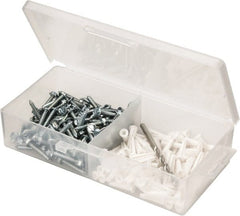 Value Collection - 200 Piece, #8 to 10 Screw, Plastic & Steel Hex Drive Anchor Assortment - Zinc Plated, 7/8" Long - Exact Tooling