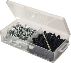 Value Collection - 200 Piece, #10 to 12 Screw, Plastic & Steel Hex Drive Anchor Assortment - Zinc Plated, 1" Long - Exact Tooling