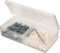 Value Collection - 200 Piece, #8 to 10 Screw, Plastic & Steel Slotted/Phillips Drive Anchor Assortment - Zinc Plated, 7/8" Long - Exact Tooling