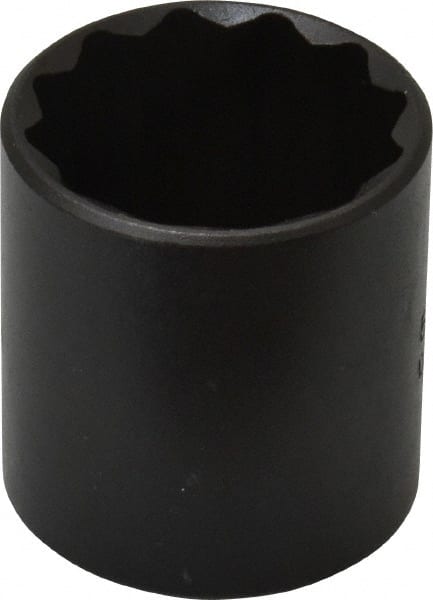 Proto - 1", 3/8" Drive, Standard Hand Socket - 12 Points, 1-11/16" OAL, Alloy Steel, Black Finish - Exact Tooling