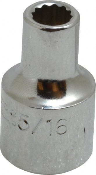 Proto - 5/16", 1/2" Drive, Standard Hand Socket - 12 Points, 1-31/64" OAL, Alloy Steel, Chrome Finish - Exact Tooling