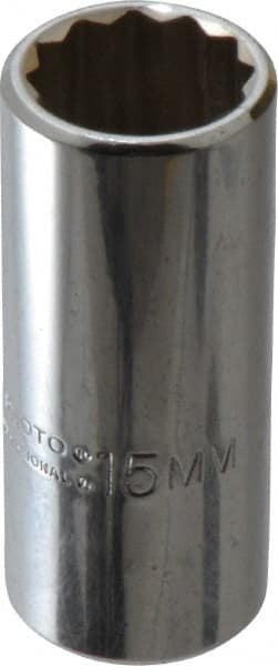 Proto - 1/4" Drive, Deep Hand Socket - 12 Points, 1-15/16" OAL, Alloy Steel, Chrome Finish - Exact Tooling