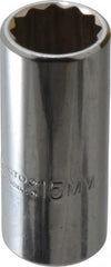 Proto - 1/4" Drive, Deep Hand Socket - 12 Points, 1-15/16" OAL, Alloy Steel, Chrome Finish - Exact Tooling