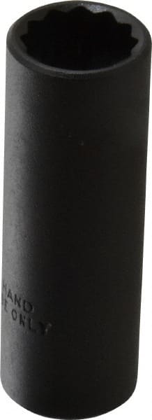 Proto - 1/2", 3/8" Drive, Deep Hand Socket - 12 Points, 2-1/8" OAL, Alloy Steel, Black Finish - Exact Tooling