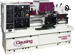 Clausing - 13-3/4" Swing, 25-1/4" Between Centers, 230 Volt, Triple Phase Engine Lathe - 4MT Taper, 10 hp, 17 to 3,250 RPM, 1-5/8" Bore Diam, 53" Deep x 65" High x 80" Long - Exact Tooling