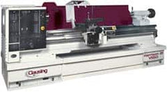 Clausing - 21-7/8" Swing, 120" Between Centers, 208/230/460 Volt, Triple Phase Engine Lathe - 5MT Taper, 15 hp, 18 to 1,800 RPM, 90mm Bore Diam, 67" Deep x 81" High x 187" Long - Exact Tooling