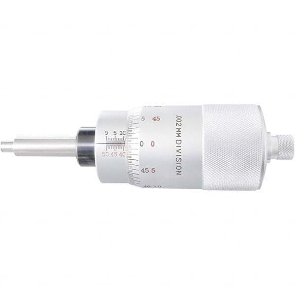 Starrett - 25mm, 2-1/16 Inch Plain Thimble, 5/16 Inch Diameter x 2-7/16 Inch Long Spindle, Mechanical Micrometer Head - Exact Tooling