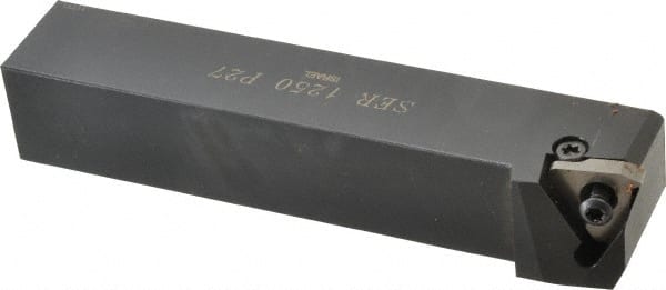 Hertel - External Thread, Right Hand Cut, 1-1/4" Shank Width x 1-1/4" Shank Height Indexable Threading Toolholder - 7" OAL, 27ER Insert Compatibility, HSE Toolholder, Series HSER - Exact Tooling