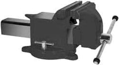 Yost Vises - 6" Jaw Width x 6" Jaw Opening Capacity, 3" Throat Depth, Bench & Pipe Combination Vise - 1/2 to 2" Pipe Capacity, Swivel Base, Bolt Down Attachment, Steel - Exact Tooling