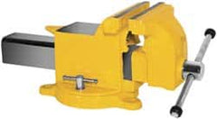 Yost Vises - 5" Jaw Width x 5" Jaw Opening Capacity, 2-5/8" Throat Depth, Bench & Pipe Combination Vise - 1/2 to 1-1/2" Pipe Capacity, Swivel Base, Bolt Down Attachment, Steel - Exact Tooling