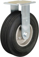 Hamilton - 8" Diam x 2" Wide, Rubber Rigid Caster - 500 Lb Capacity, Top Plate Mount, 4" x 4-1/2" Plate, Straight Roller Bearing - Exact Tooling