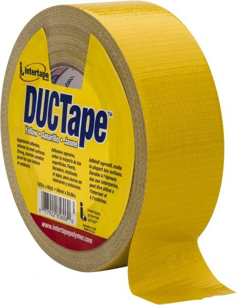 Intertape - 2" x 55m Yellow Duct Tape - 9 mil, Rubber Adhesive, Polyethylene Cloth Backing, 18 Lb/ln Tensile Strength, 32°F to 160°F, Series AC20 - Exact Tooling