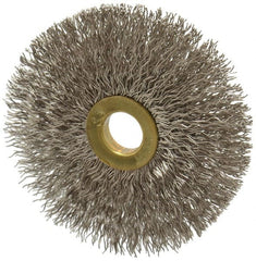 Osborn - 3" OD, 1/2" Arbor Hole, Crimped Stainless Steel Wheel Brush - 1/4" Face Width, 1" Trim Length, 0.014" Filament Diam, 20,000 RPM - Exact Tooling