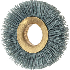 Osborn - 2" OD, 5/8" Arbor Hole, Crimped Nylon Wheel Brush - 3/8" Face Width, 7/16" Trim Length, 0.024" Filament Diam, 15,000 RPM - Exact Tooling