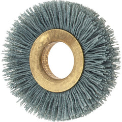 Osborn - 2" OD, 5/8" Arbor Hole, Crimped Nylon Wheel Brush - 3/8" Face Width, 7/16" Trim Length, 0.022" Filament Diam, 15,000 RPM - Exact Tooling