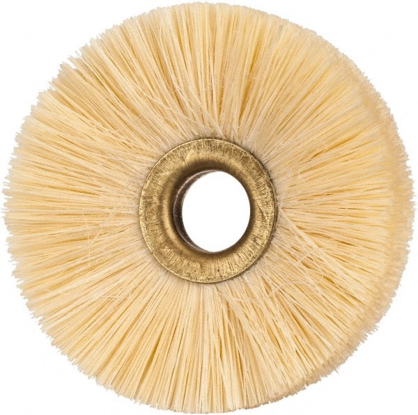 Osborn - 2-1/2" OD, 1/2" Arbor Hole, Natural Fiber Wheel Brush - 5/16" Face Width, 3/4" Trim Length, 20,000 RPM - Exact Tooling
