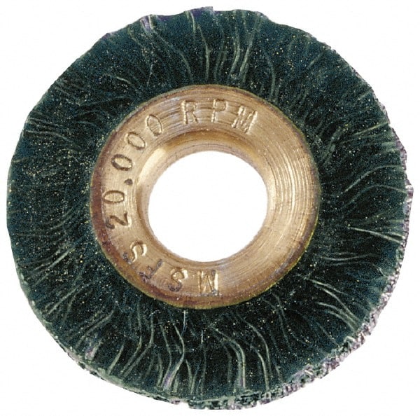 Osborn - 1-1/4" OD, 3/8" Arbor Hole, Steel Wheel Brush - 3/16" Face Width, 1/4" Trim Length, 0.008" Filament Diam, 20,000 RPM - Exact Tooling