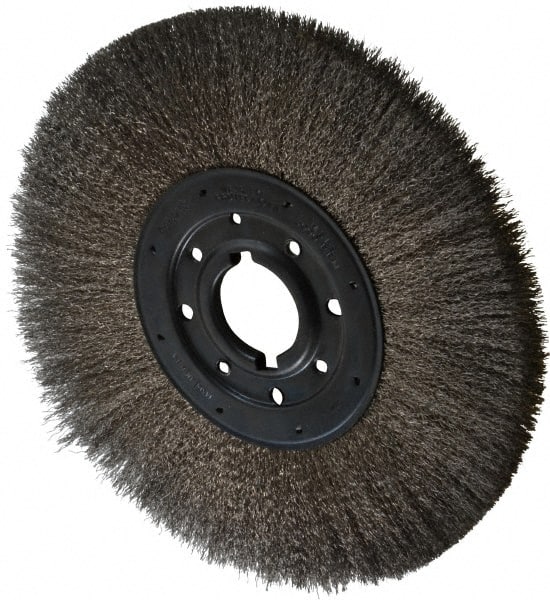 Osborn - 12" OD, 2" Arbor Hole, Crimped Stainless Steel Wheel Brush - 1" Face Width, 3" Trim Length, 0.0104" Filament Diam, 3,000 RPM - Exact Tooling