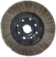 Osborn - 8" OD, 1-1/4" Arbor Hole, Crimped Stainless Steel Wheel Brush - 3/4" Face Width, 1-1/2" Trim Length, 0.005" Filament Diam, 4,500 RPM - Exact Tooling