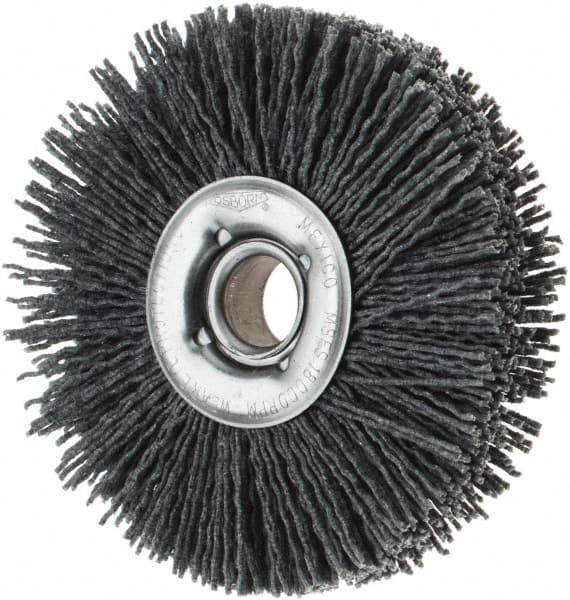 Osborn - 4" OD, 5/8" Arbor Hole, Nylon Wheel Brush - 7/8" Face Width, 1-1/8" Trim Length, 18,000 RPM - Exact Tooling