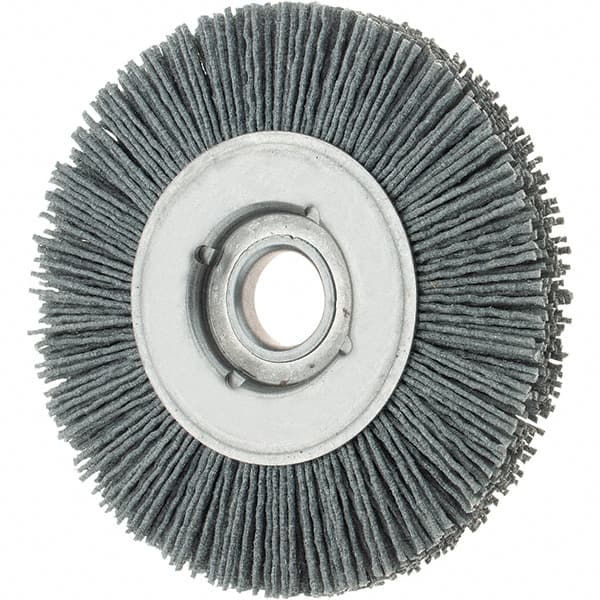 Osborn - 4" OD, 5/8" Arbor Hole, Crimped Nylon Wheel Brush - 5/8" Face Width, 3/4" Trim Length, 0.04" Filament Diam, 12,000 RPM - Exact Tooling